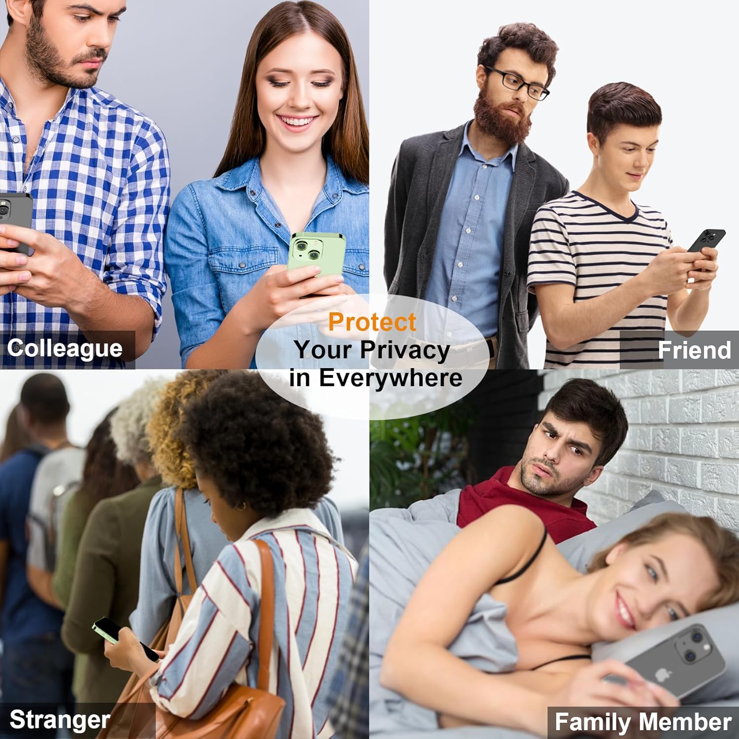 QHOHQ Paquete de 3 protectores de pantalla de privacidad para iPhone 15 Pro Max 6.7 pulgadas con 3 protectores de lente de cámara, película de