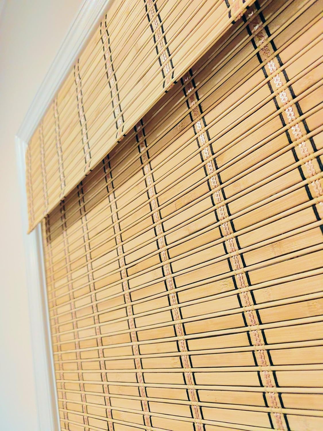 TJ Global Persiana romana sin cordón de bambú para ventana, filtro de luz (28 x 64 pulgadas)