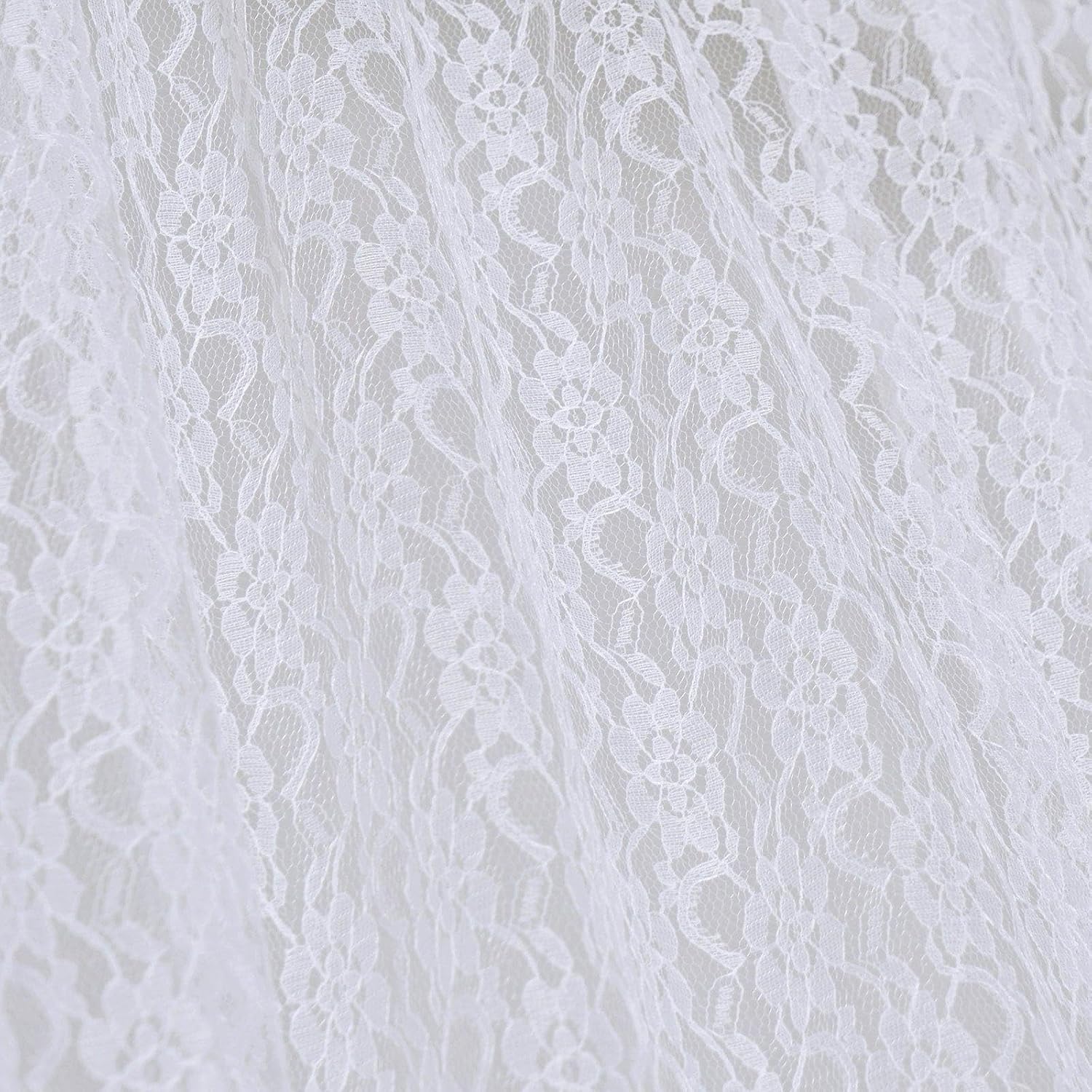Efavormart – Paquete de 2 cortinas transparentes de encaje floral ignífugas blancas de 5 x 10 pies con bolsillos para barra