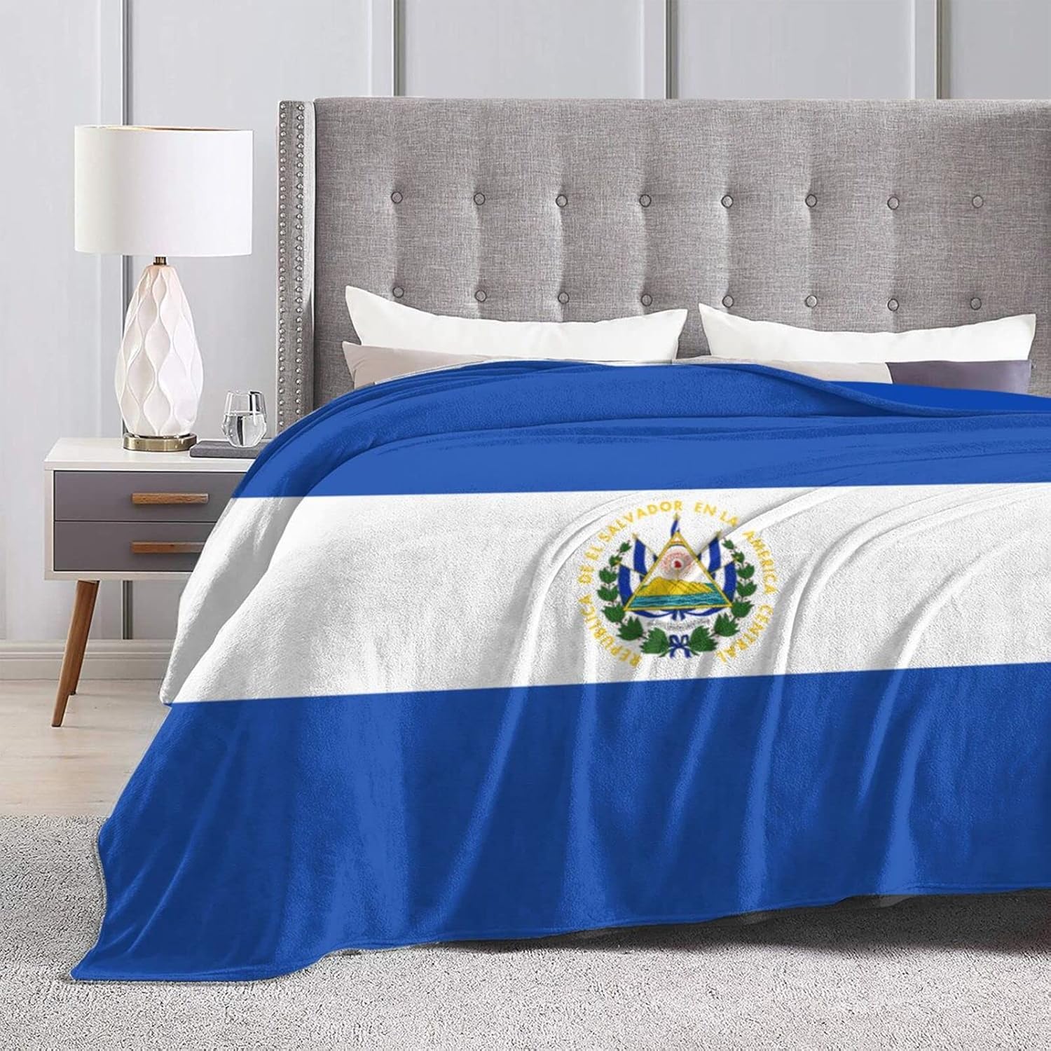 Manta de franela con diseño de bandera de El Salvador, suave y afelpada, acogedora manta de franela para sofá, cálida y decorativa