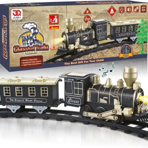 JUQU – Juego de tren eléctrico con luces y sonidos (encendidoapagado), juegos de tren para niños pequeños, tren de juguete con motor de locomotora, JUQU – Juego de tren eléctrico con luces y sonidos (encendidoapagado), juegos de tren para niños pequeños, tren de juguete con motor de locomotora,