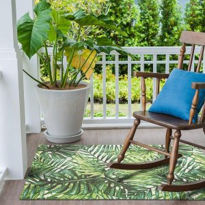 DECOMALL Alfombras de exterior para patio, terraza, porche, balcón, patio trasero, plantas tropicales, hoja de palmera, 3 pies 6 pulgadas x 5 pies 6 DECOMALL Alfombras de exterior para patio, terraza, porche, balcón, patio trasero, plantas tropicales, hoja de palmera, 3 pies 6 pulgadas x 5 pies 6