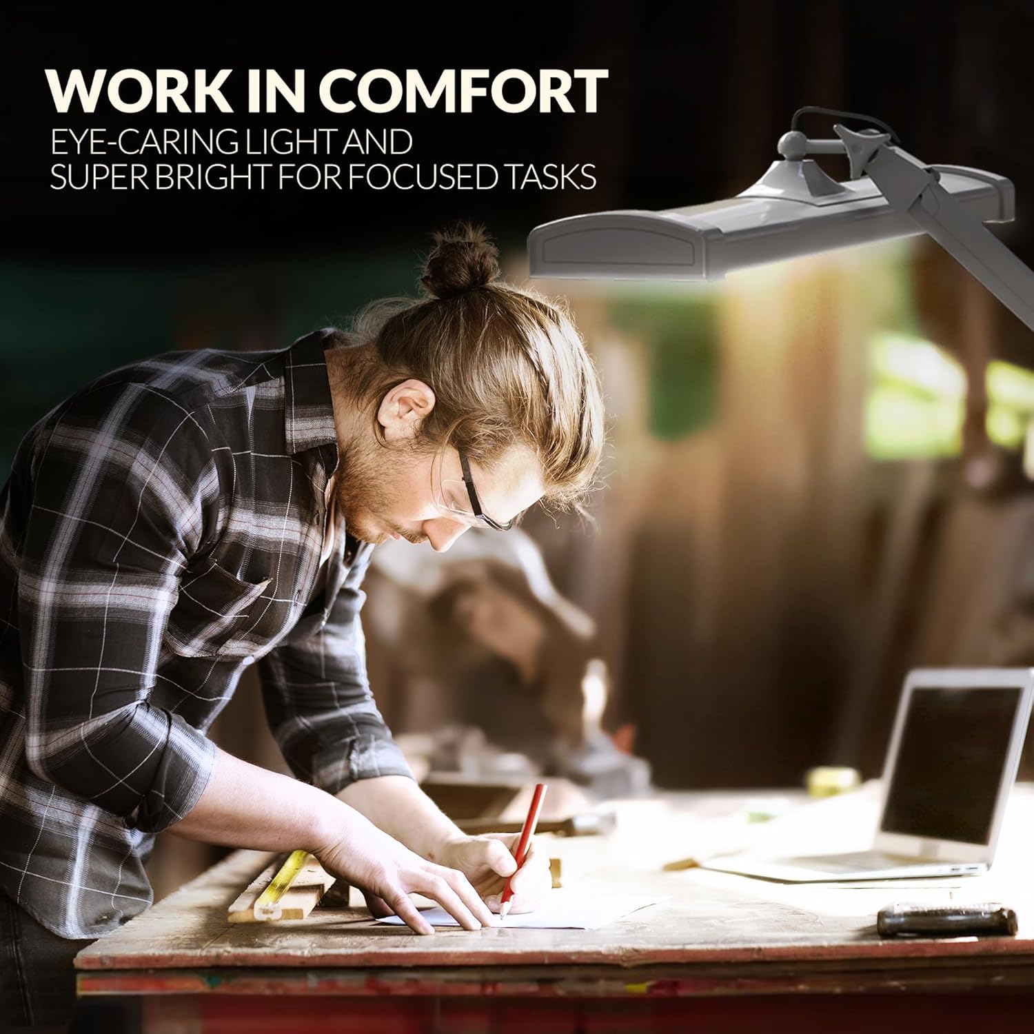 Lámpara de escritorio LED súper brillante de 2,300 lúmenes, potente para el cuidado de los ojos, brillo ajustable, luz de trabajo para el hogar,