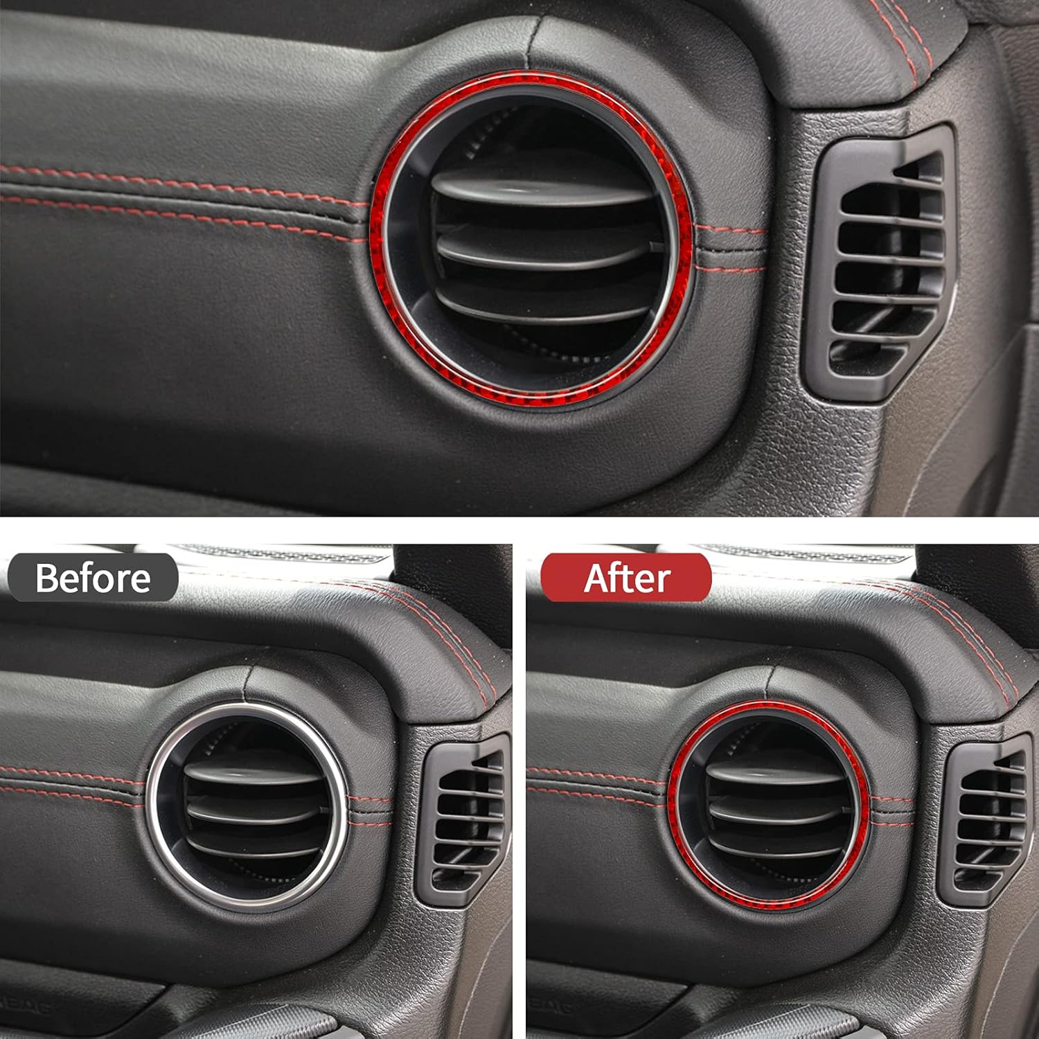 Compatible con consola central de fibra de carbono, aire acondicionado, ventilación, salida de viento, marco, accesorios interiores para Jeep
