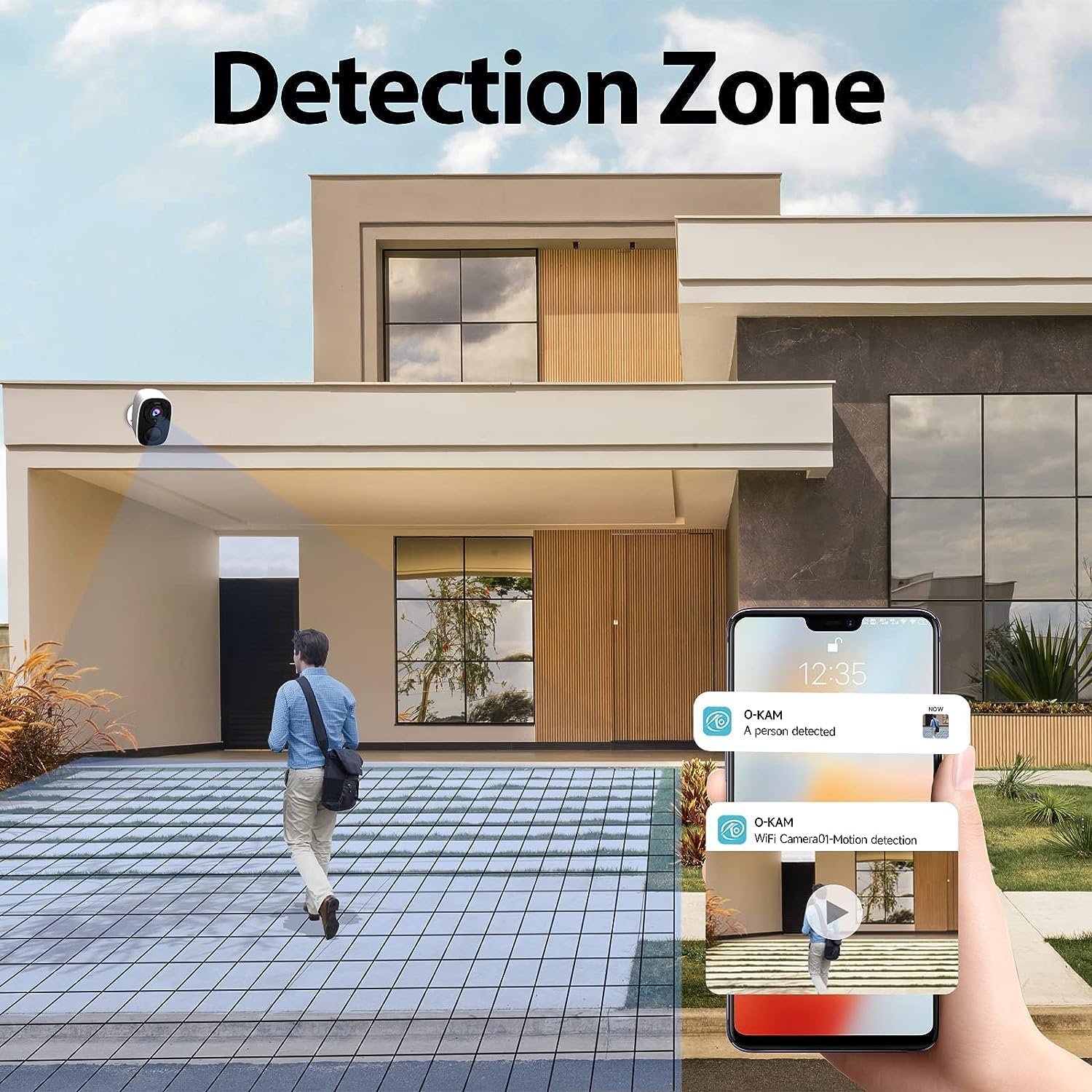 Rraycom Cámaras de seguridad solar de 5 MP inalámbricas para exteriores con panel solar, cámara inalámbrica QHD WiFi 2K para seguridad en el hogar