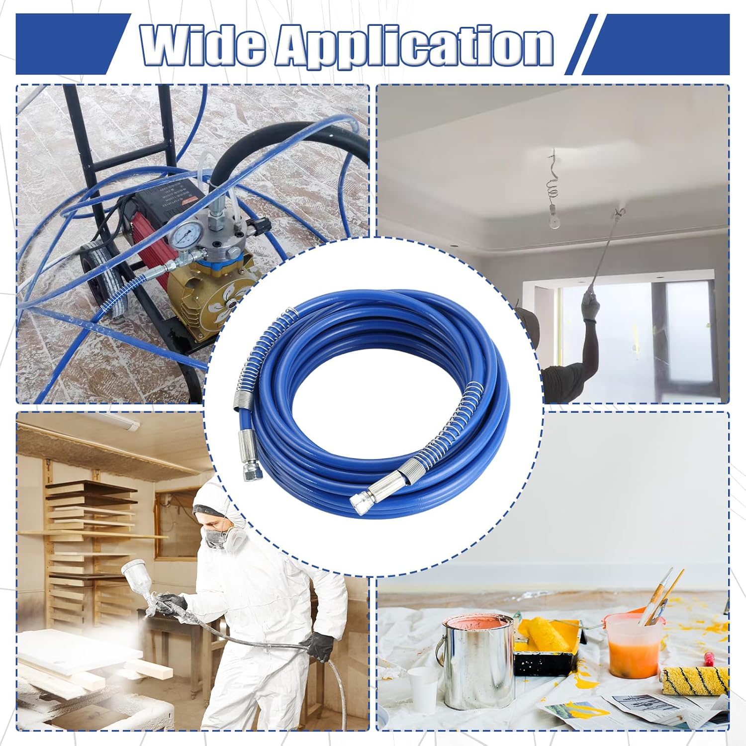MAOPINER Manguera de pulverización de pintura sin aire de 14 pulgadas  Pulverizador de pintura universal de alta presión tubo de fibra flexible 3300