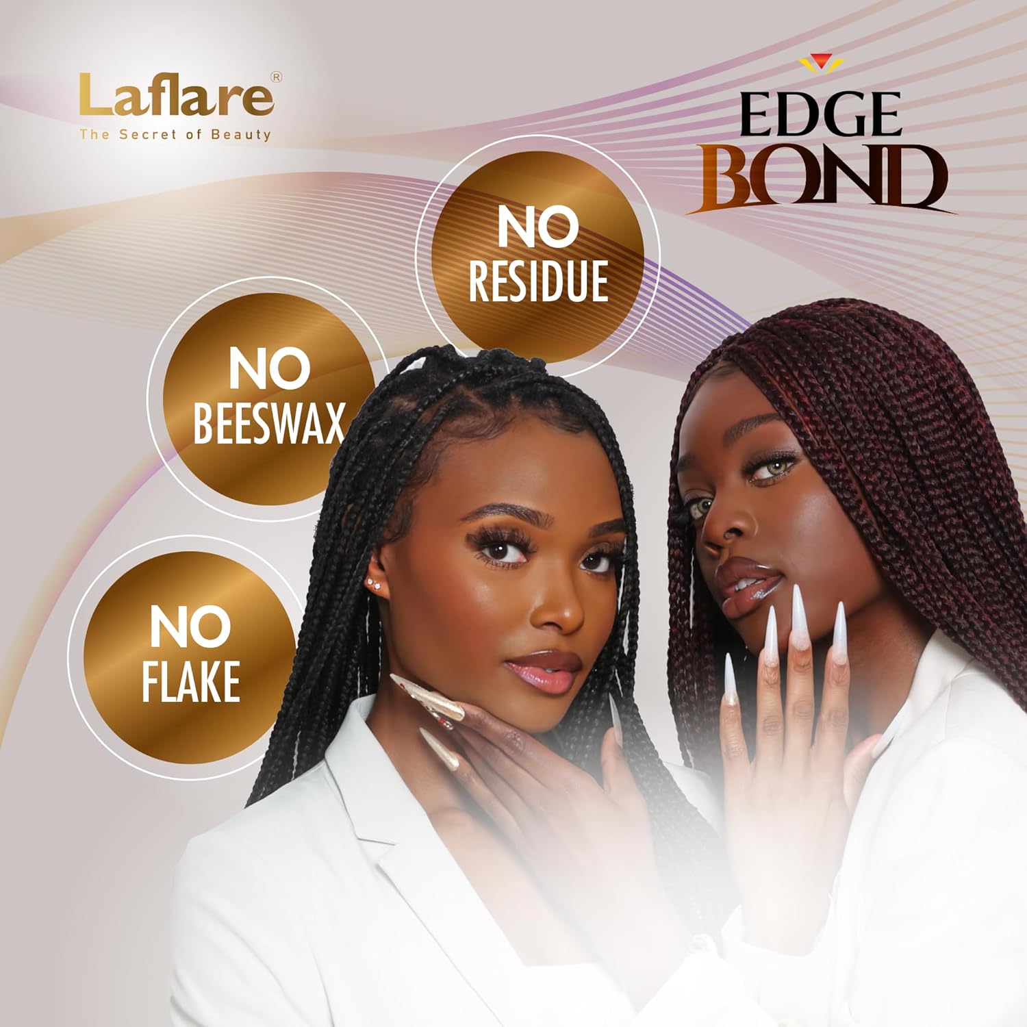 Laflare Control de bordes para cabello negro, cabello natural y cabello rizado. Gel de peinado ecológico tamaño de viaje 0.8 fl oz, cera de borde