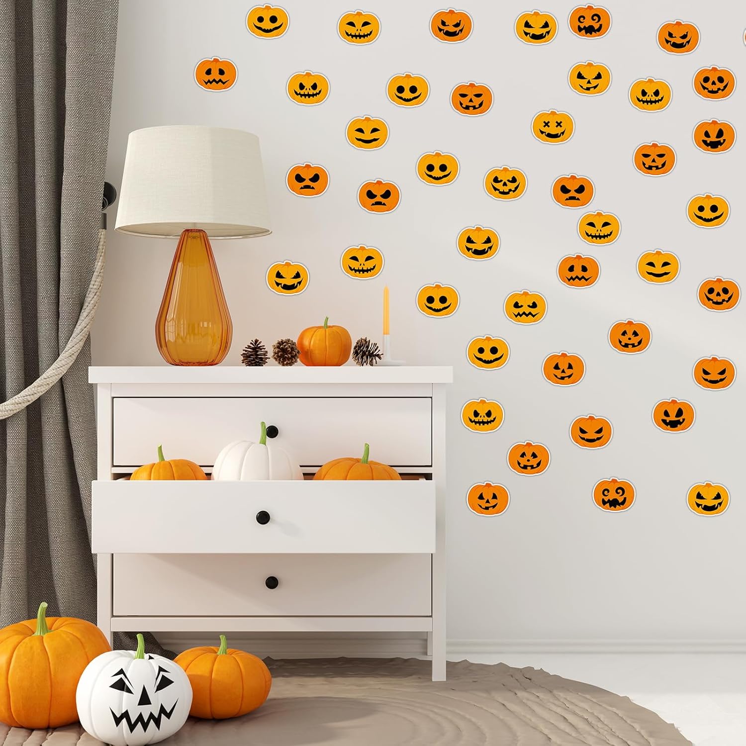20 calcomanías de gel grueso de calabaza de Halloween para decoración de ventana de Halloween, calabaza de Halloween, calcomanías de gel para