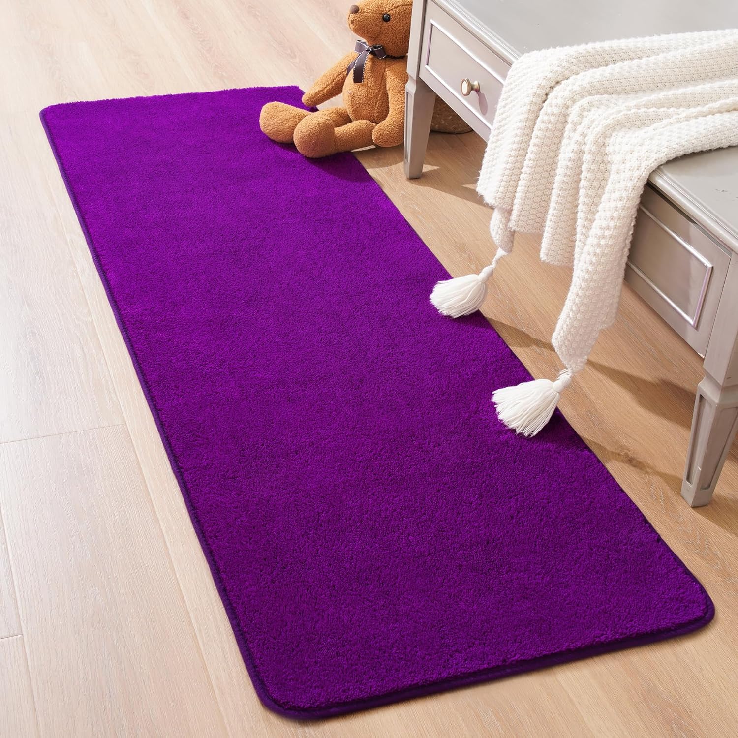 Alfombra de pasillo para dormitorio, alfombra de área de 2 x 6 pies, alfombra esponjosa para mesita de noche, cocina, lavandería, entrada, interior,