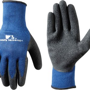 Guantes de trabajo para hombre con revestimiento de látex, extra grandes (Wells Lamont 524), negro sobre azul Guantes de trabajo para hombre con revestimiento de látex, extra grandes (Wells Lamont 524), negro sobre azul