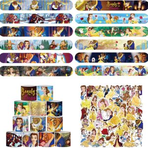 Juego de 86 pulseras de la Bella y la Bestia, incluye 36 pulseras y 50 calcomanías de La Bella y la Bestia, recuerdos de fiesta de cumpleaños con Juego de 86 pulseras de la Bella y la Bestia, incluye 36 pulseras y 50 calcomanías de La Bella y la Bestia, recuerdos de fiesta de cumpleaños con