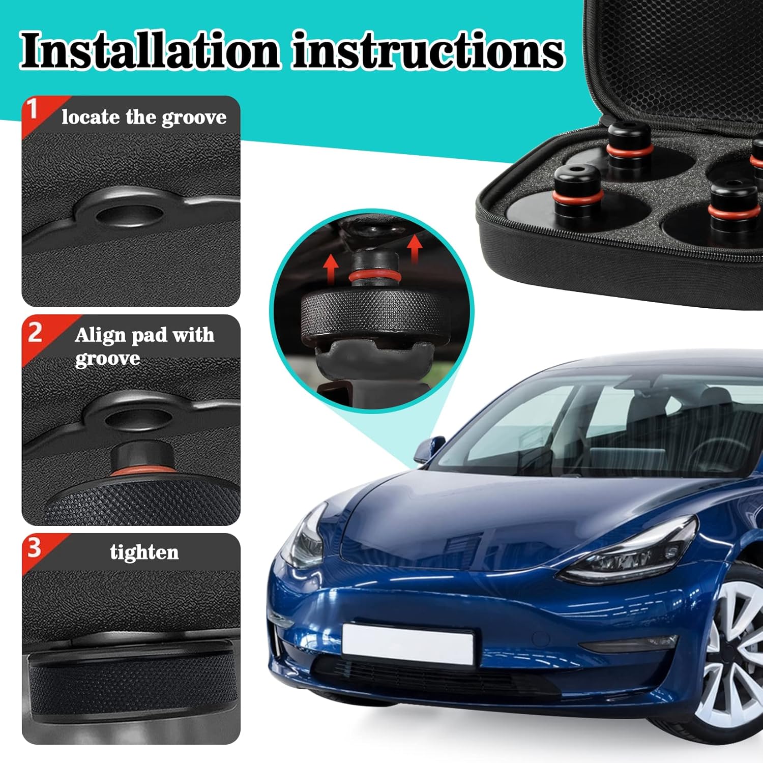 psler Jack Pad para Tesla 3YXS – Disco de elevación para Tesla Model 3 Y X S Accesorios Quick Floor Jack Stand Rubber Pad Car Tire Lift Jack Point