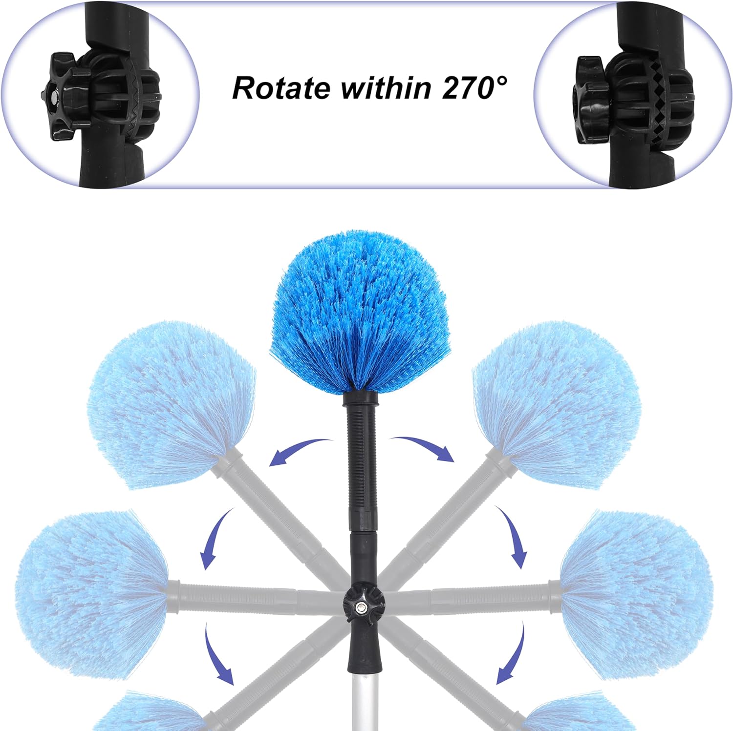 Cabezal de plumero de telaraña, cerdas suaves, cepillo para limpieza en interiores y exteriores, se adapta a postes roscados estándar de 34 pulgadas