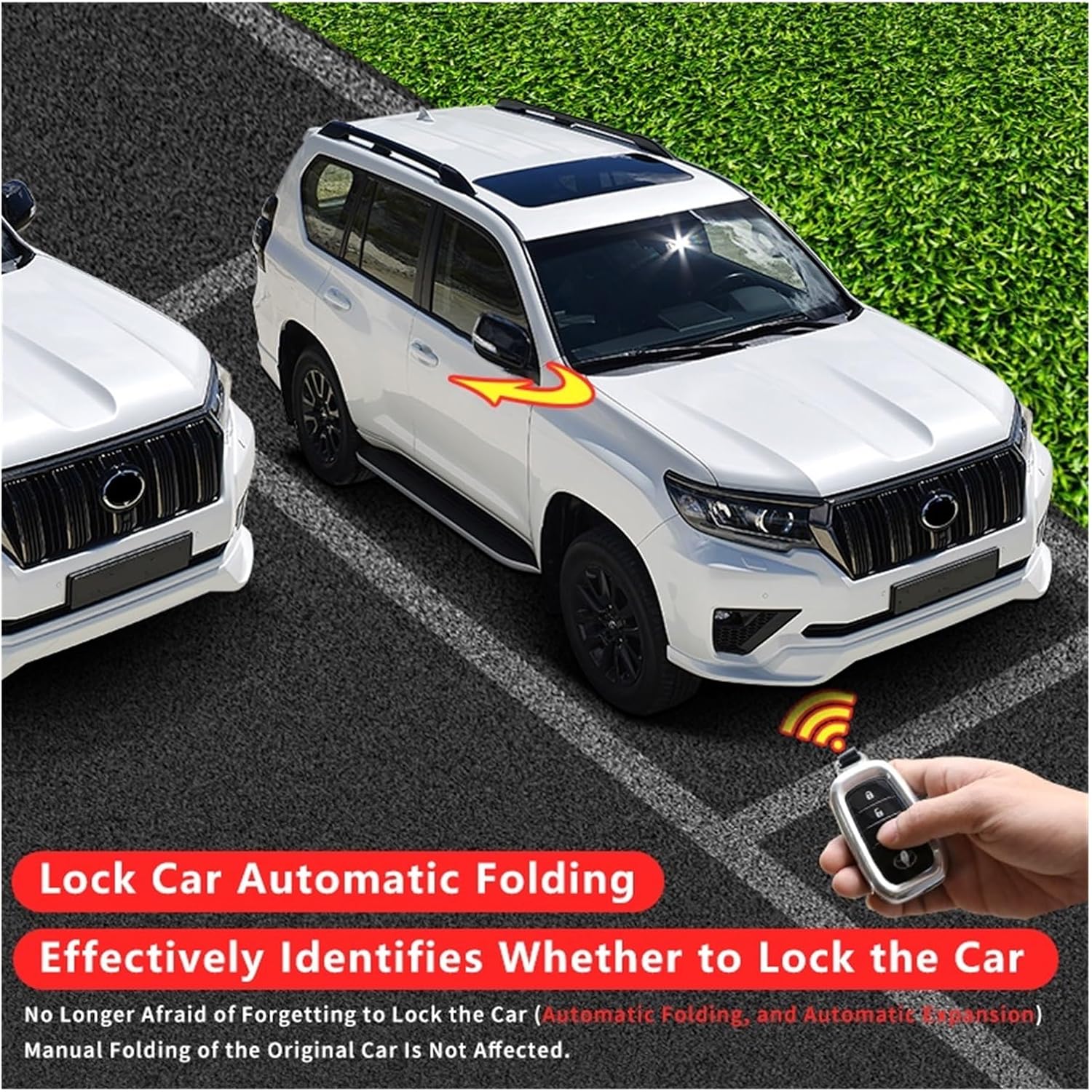 Accesorio de modificación interior automática LC150 Espejo retrovisor actualizado plegable automático compatible con Toyota Land Cruiser Prado 150