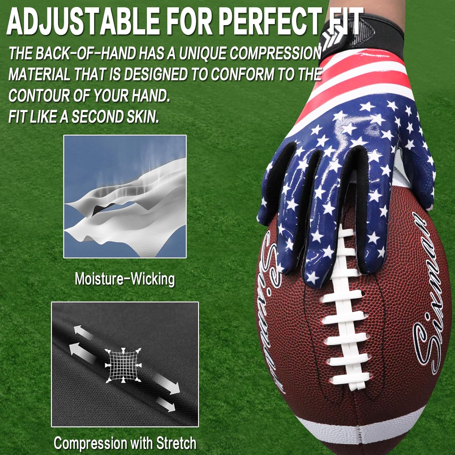 Guantes de fútbol para jóvenes y adultos, Pro 3.0, mejorados, ultra adherentes, receptores de palma de silicona flexible, guantes receptores de alto