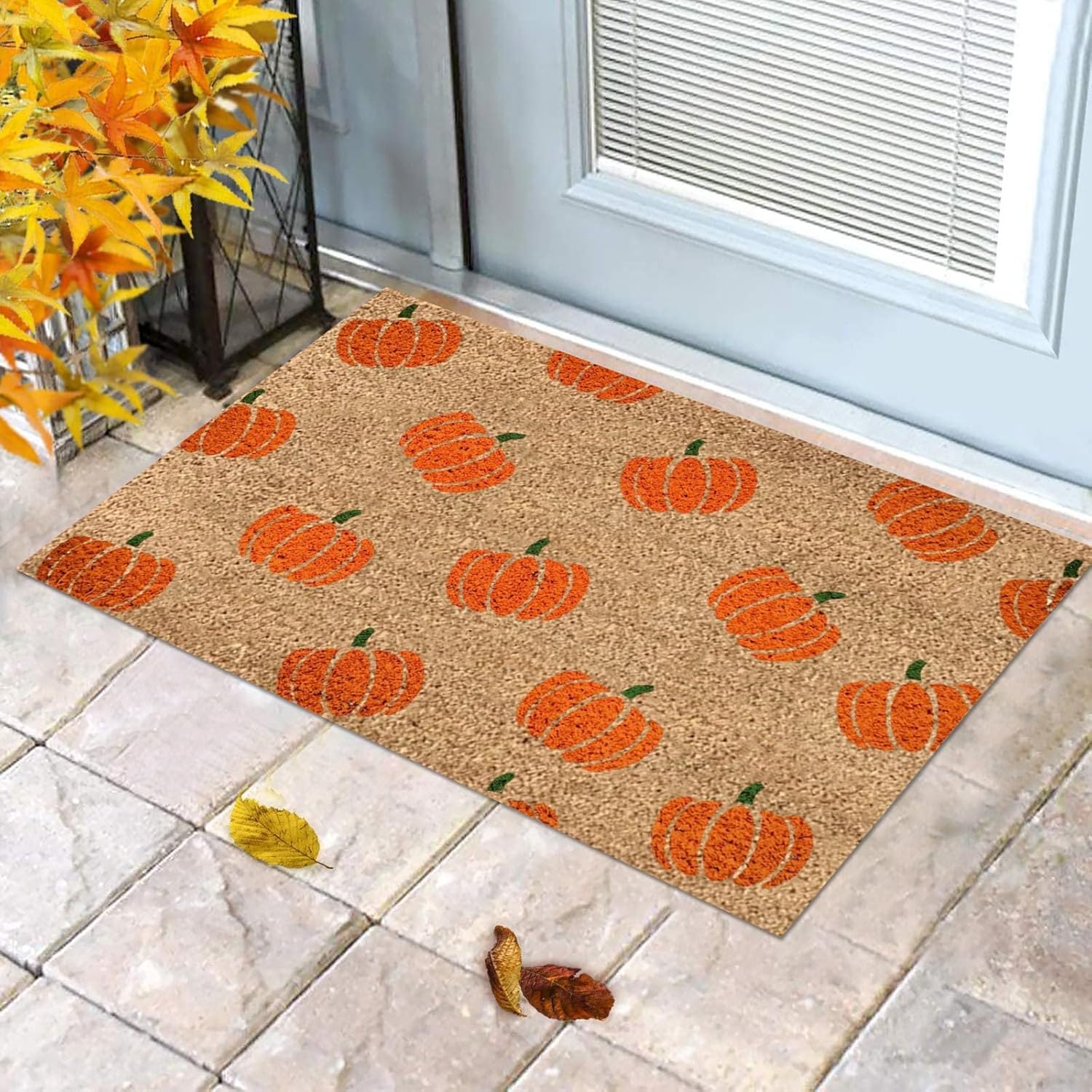 Tapetes de 24 x 16 pulgadas de temporada de otoño para puerta delantera, otoño, temporada de Acción de Gracias, Halloween, exteriores, calabaza,