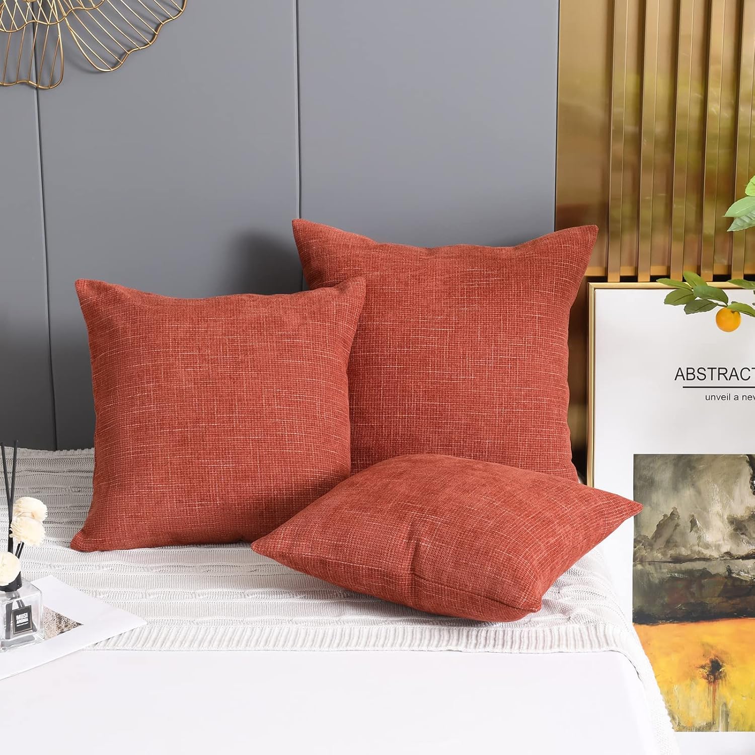 Yastouay Paquete de 2 fundas de almohada de 22 x 22 pulgadas, almohadas decorativas de granja, fundas de almohada cuadradas de felpilla para sofá,