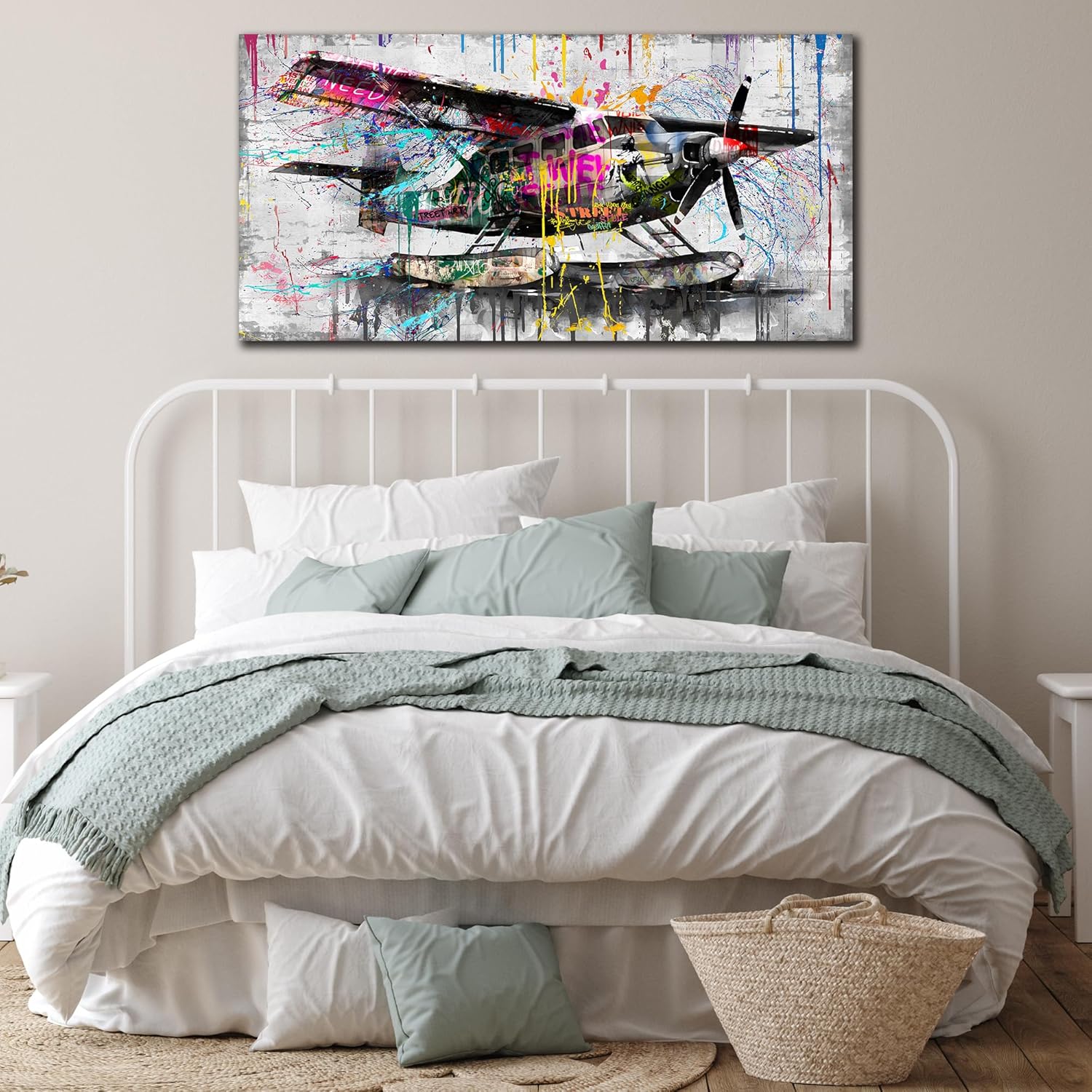 GUGIKA Arte de pared de avión para sala de estar, arte abstracto de pared para oficina, arte de pared grande para dormitorio, imágenes de impresión