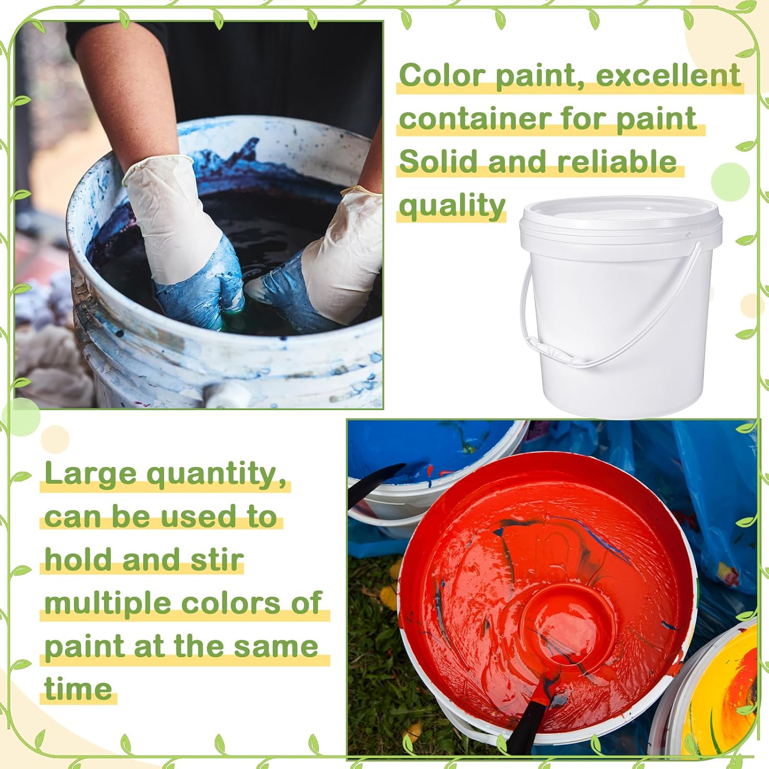 16 cubos de plástico blanco de 1 galón con asa y tapa, confiable, resistente, contenedor seguro para alimentos, para almacenamiento multiusos,