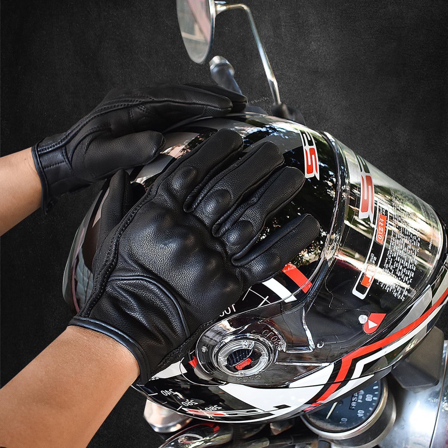 Guantes de cuero de cabra para hombres y mujeres, para pantalla táctil, para deportes de motor, guantes de equitación