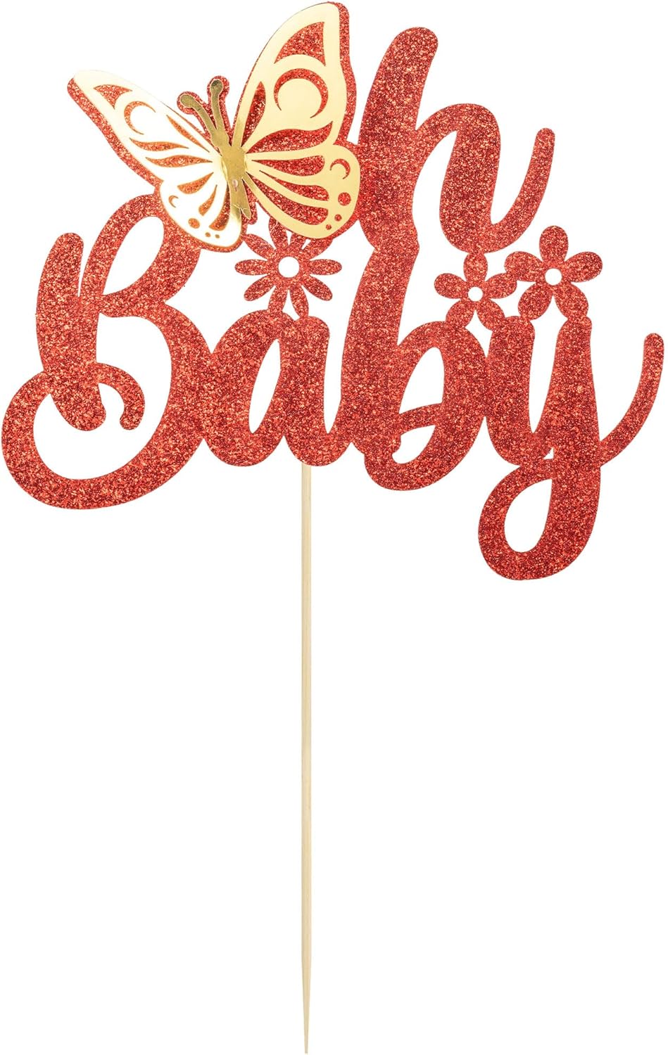 Gyufise 1 pieza de mariposa Oh Baby Cake Topper Glitter Baby Shower Butterfly Cake Pick para revelación de género Baby Shower Niños fiesta de