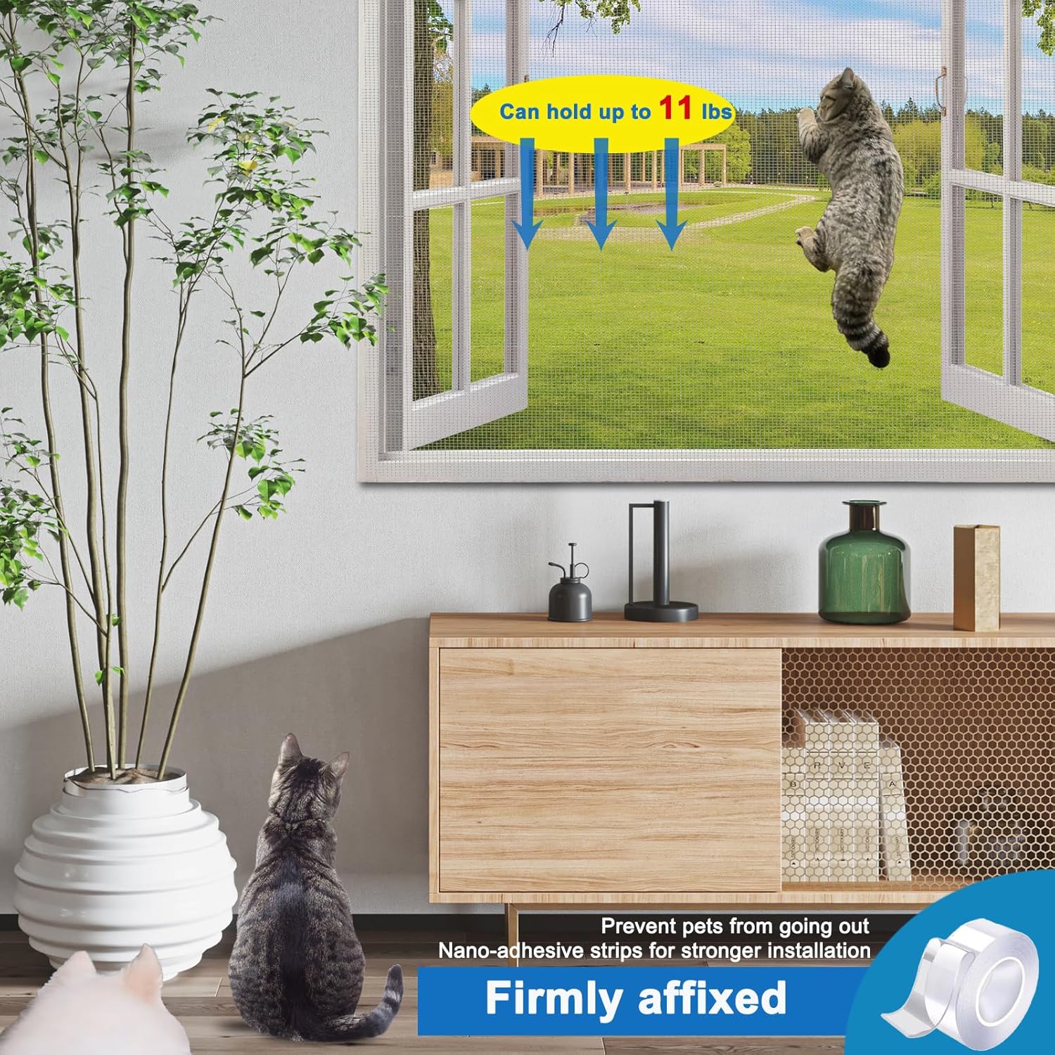 Pantalla invisible para ventana de malla negra, fácil instalación, ajustable, max24 x 32 x 1 unidad, adhesivo expandible, malla de fibra de vidrio