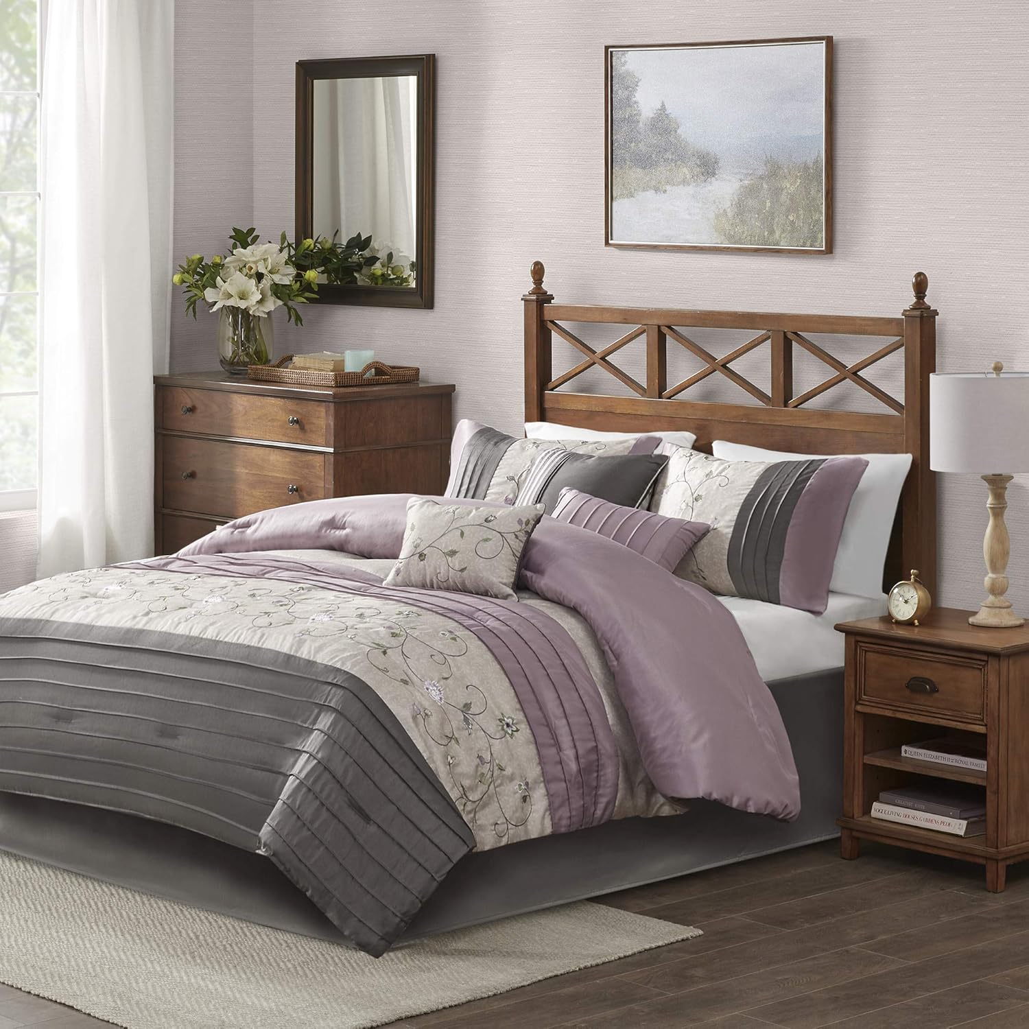 Juego Madison Park All Season, falda de cama a juego, almohadas decorativas