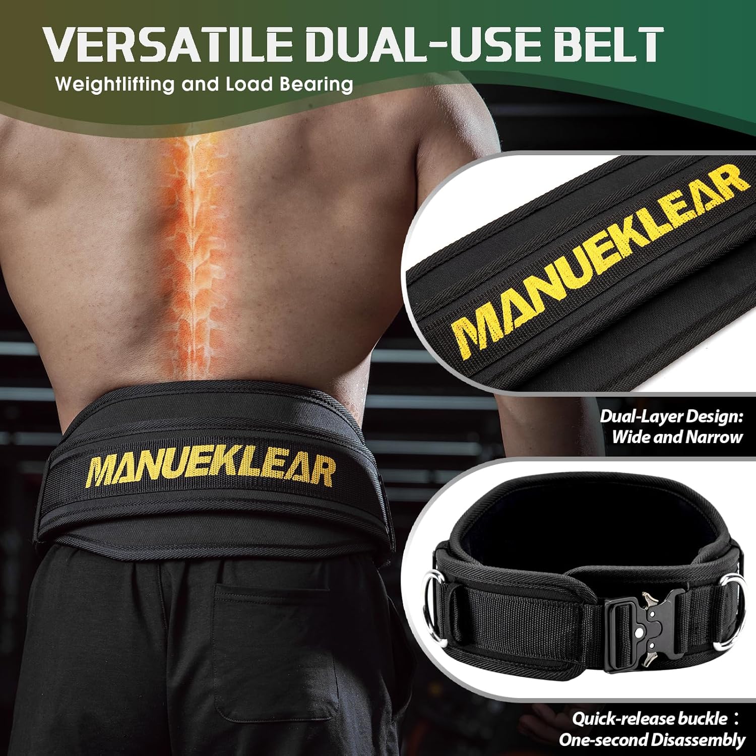 MANUEKLEAR – Cinturón con peso completo para dominadas, cinturón de peso de bloqueo rápido con cadena para hombres y mujeres, cinturón de inmersión