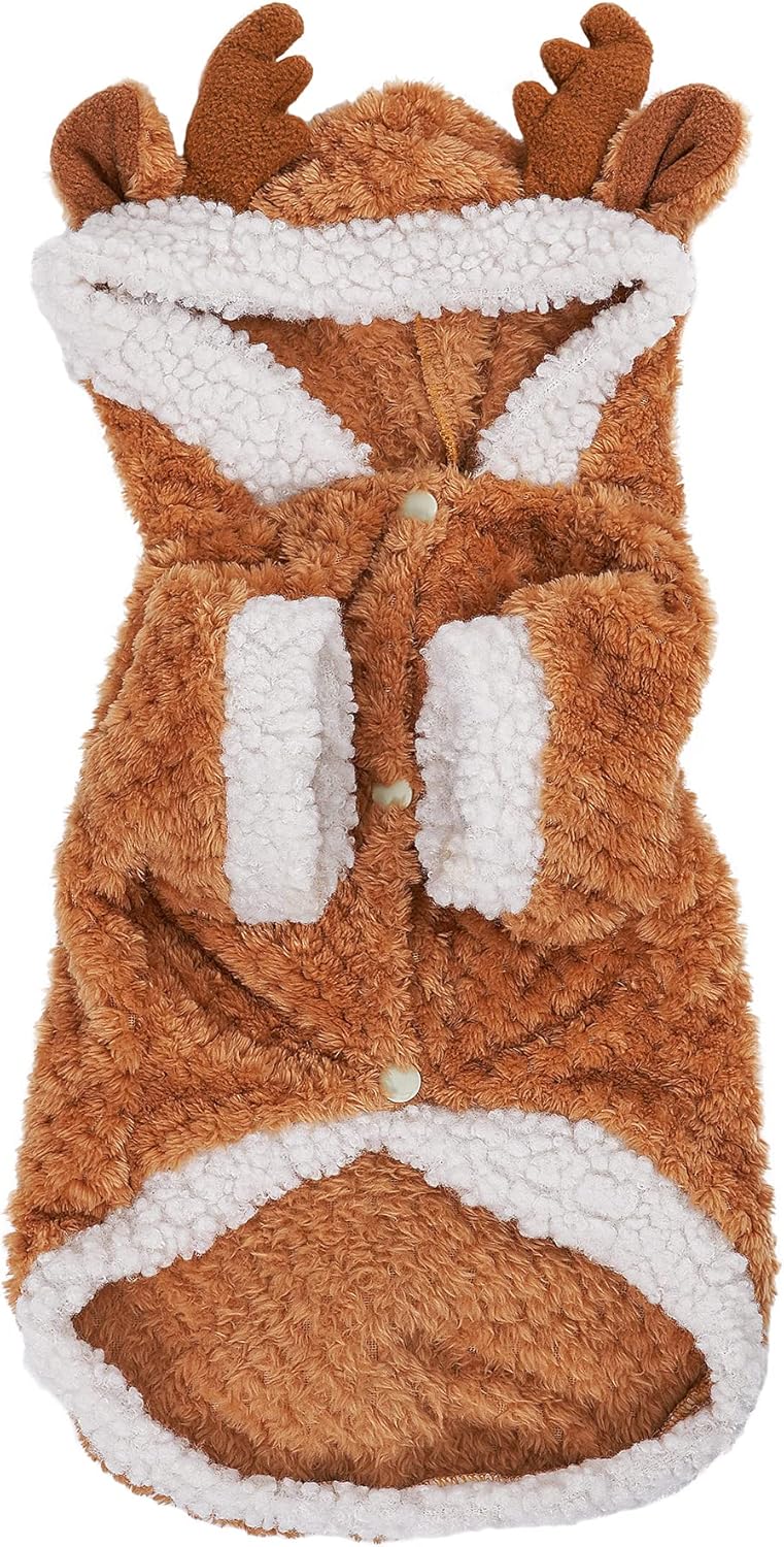 Yoption Disfraz de perro y gato para cosplay de reno de Navidad, divertido ciervo, ciervo, para Navidad, invierno, abrigo, abrigo, ropa, sudadera