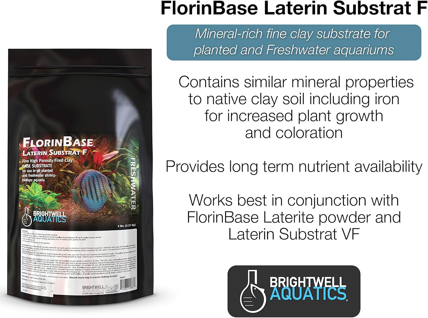 Brightwell Aquatics FlorinBase Laterin Substrat F – Sustrato base de arcilla granular fina de alta porosidad para acuarios de camarones plantados y