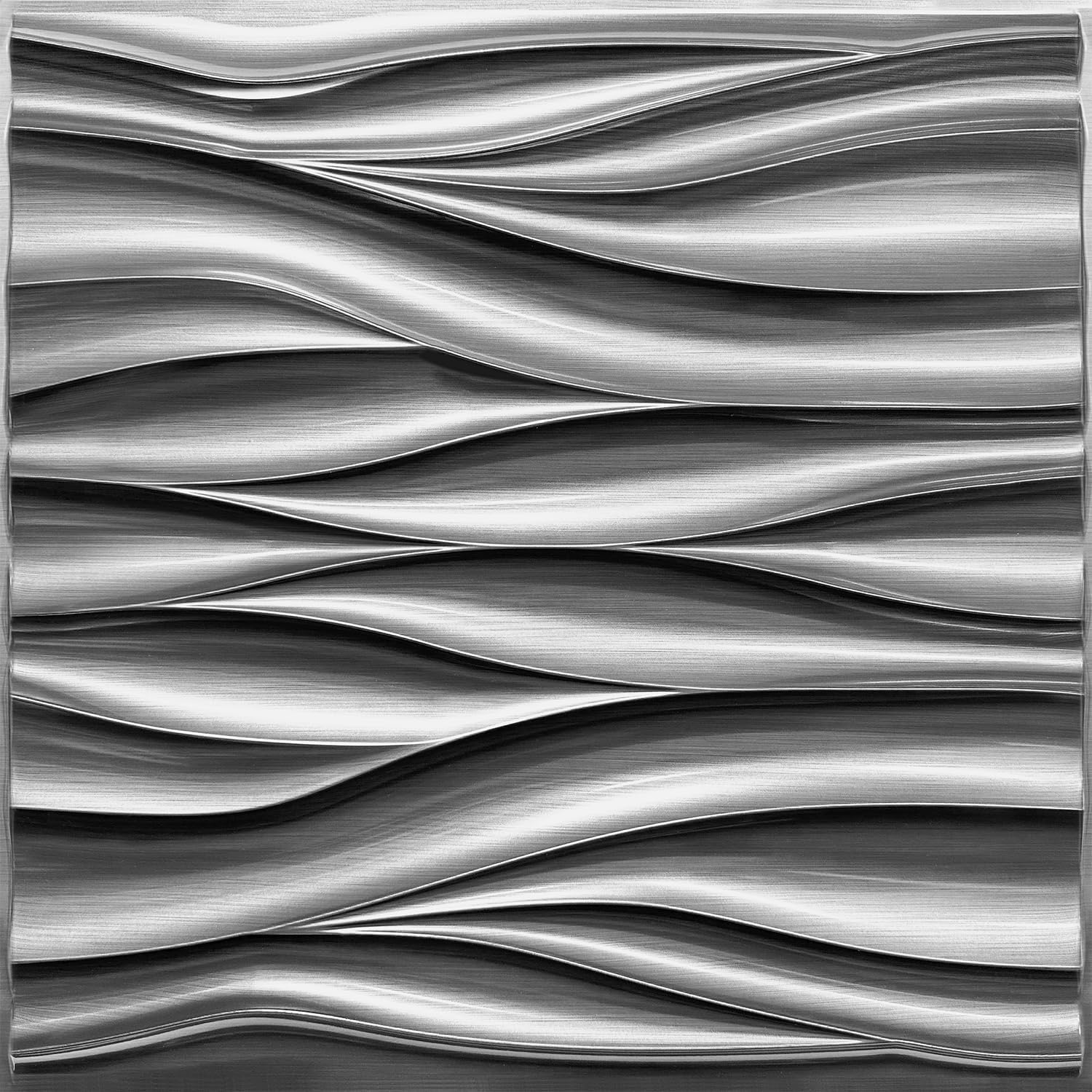 STICKGOO Paneles de pared 3D, paneles decorativos plateados cepillados, paneles de pared ondulados para decoración de pared interior, paneles de