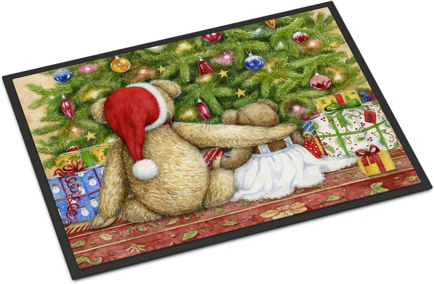 Caroline’s Treasures CDCO0415MAT – Tapete de peluche de Navidad con tapete de árbol de 18 x 27 pulgadas, tapete para puerta delantera, interior y