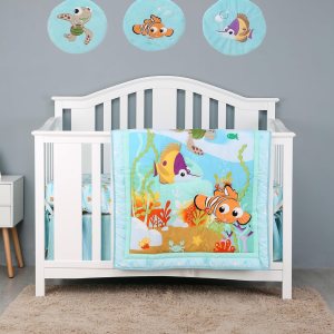 Blue Ocean – Juego de ropa de cama para cuna de bebé, niño, tortuga, pez, juego de ropa de cama 1 edredón ajustable, 1 sábana y 1 falda, 3 Blue Ocean – Juego de ropa de cama para cuna de bebé, niño, tortuga, pez, juego de ropa de cama 1 edredón ajustable, 1 sábana y 1 falda, 3