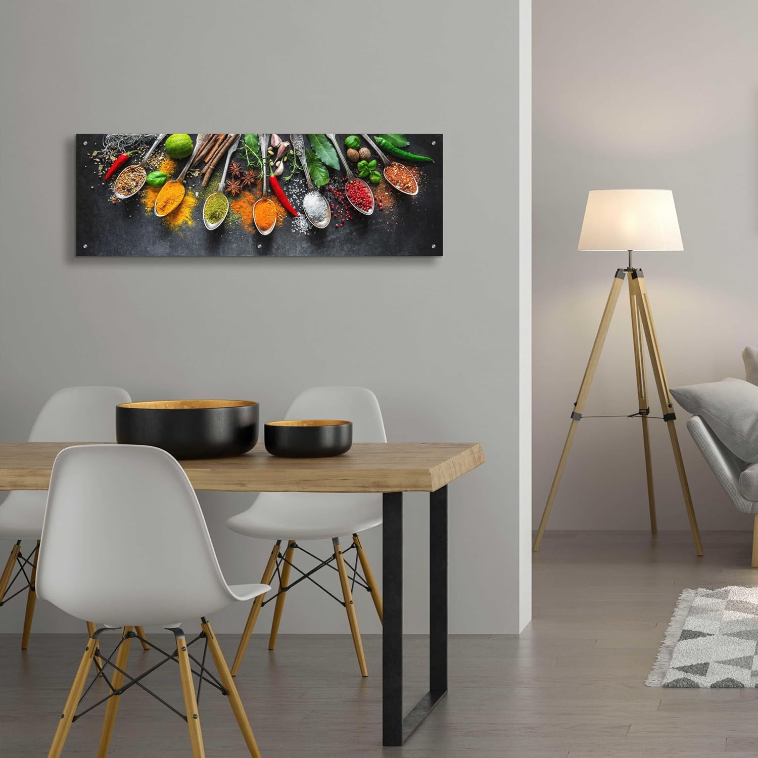 Epic Art ‘Spicy World II’ por Epic Portfolio, arte de pared de vidrio acrílico, 48 x 16 pulgadas