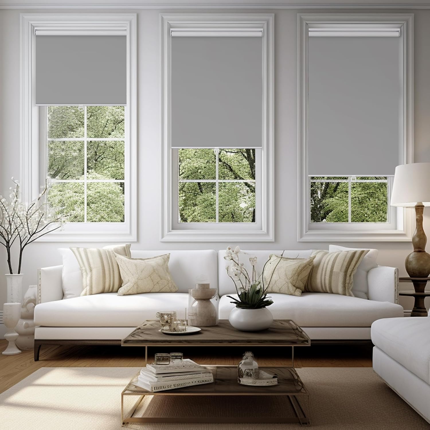 BERISSA Persianas enrollables opacas para ventanas, sin cordón, con protección UV, ahorro de energía, oscurecimiento de habitación, para ventanas,