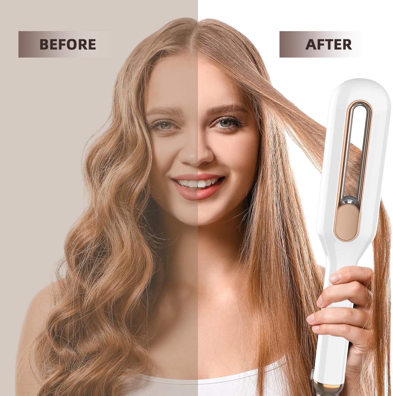 WIZCHARK Plancha de pelo profesional de 2 pulgadas de ancho  Plancha de cerámica flotante 3D para resultados suaves y sedosos  Terapia de luz