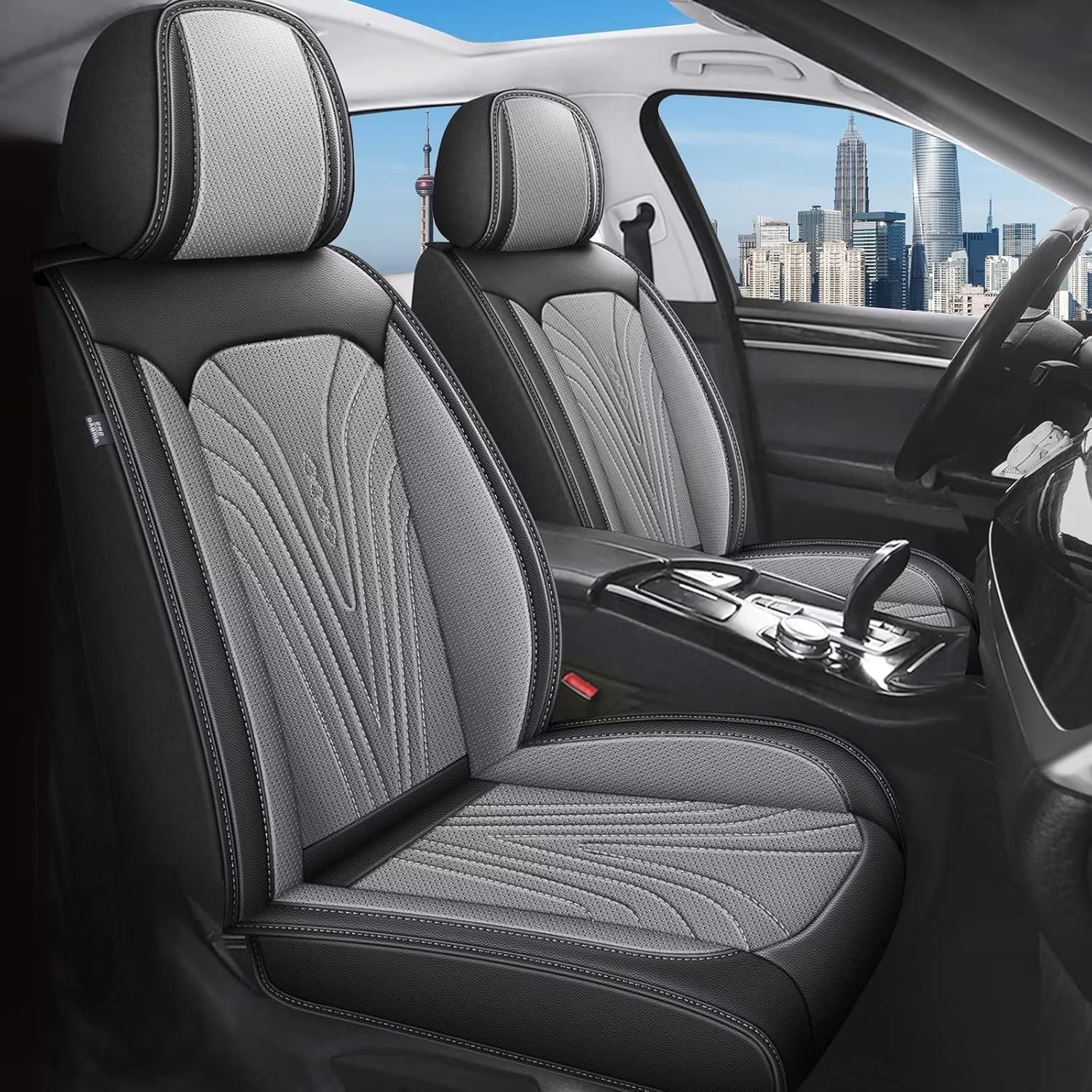 Fundas de asiento delantero para Honda Pilot 2005-2016, fundas de asiento automotriz de piel sintética, transpirables, impermeables, compatibles con