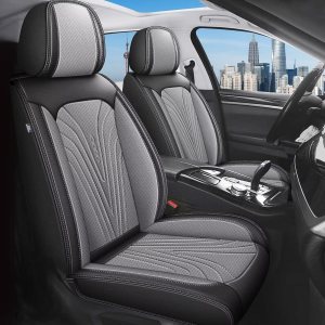 Fundas de asiento delantero para Honda Pilot 2005-2016, fundas de asiento automotriz de piel sintética, transpirables, impermeables, compatibles con Fundas de asiento delantero para Honda Pilot 2005-2016, fundas de asiento automotriz de piel sintética, transpirables, impermeables, compatibles con