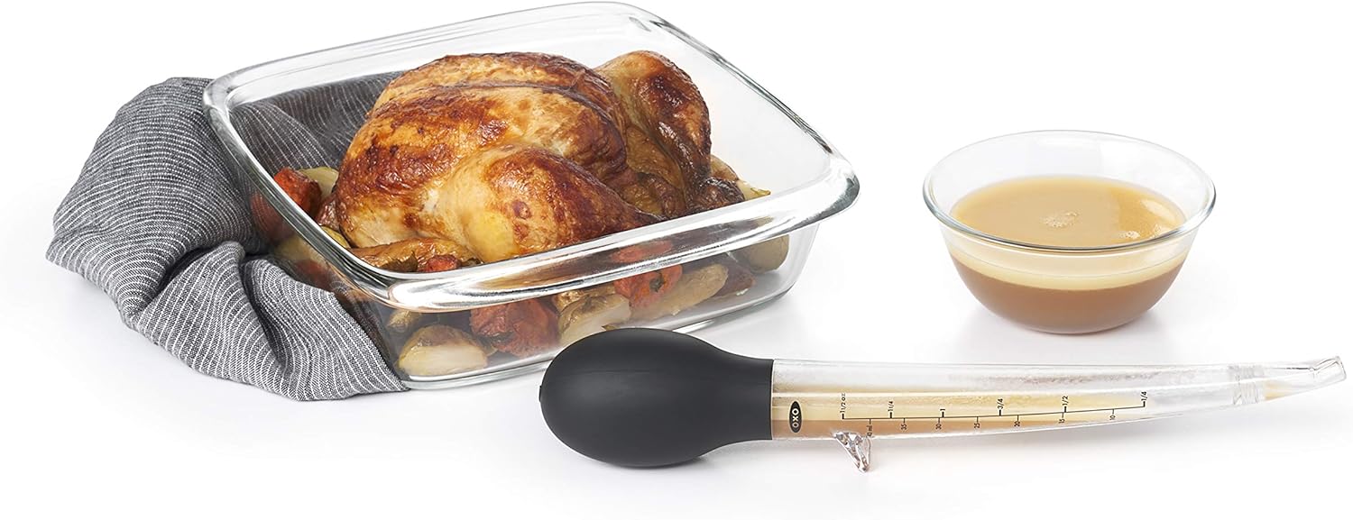 Jeringa de cocina con punta inclinada y cepillo de limpieza, de OXO, A, ClearBlack