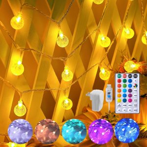 Tira de luces de globo de cristal, 33 pies, 100 luces LED USB cambian de color con control remoto y temporizador, resistente al agua para Tira de luces de globo de cristal, 33 pies, 100 luces LED USB cambian de color con control remoto y temporizador, resistente al agua para