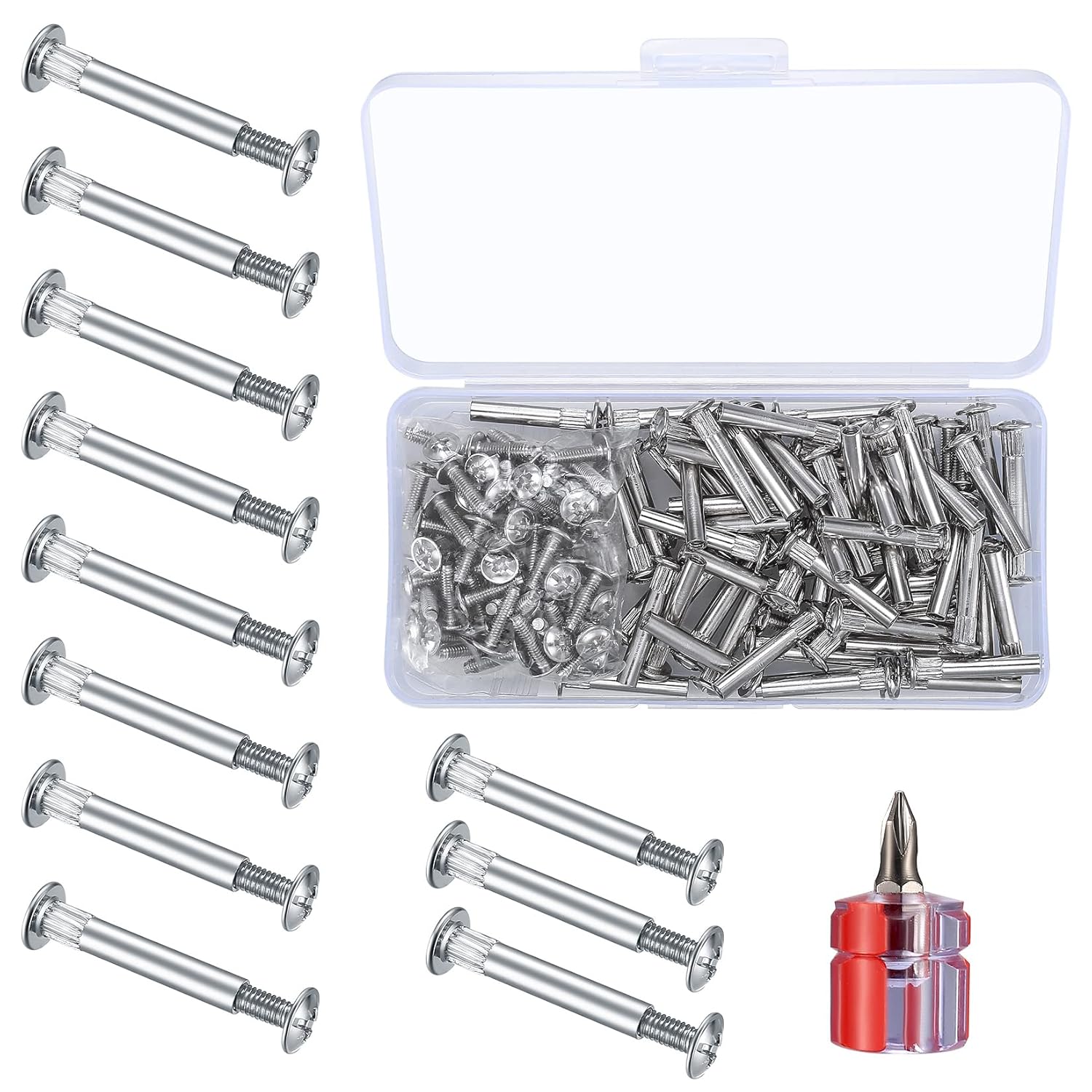 Perno de conexión para muebles y tuercas de tapa de manguito, 130 piezas de tornillos para muebles con barriles de fijación, tornillos de conector