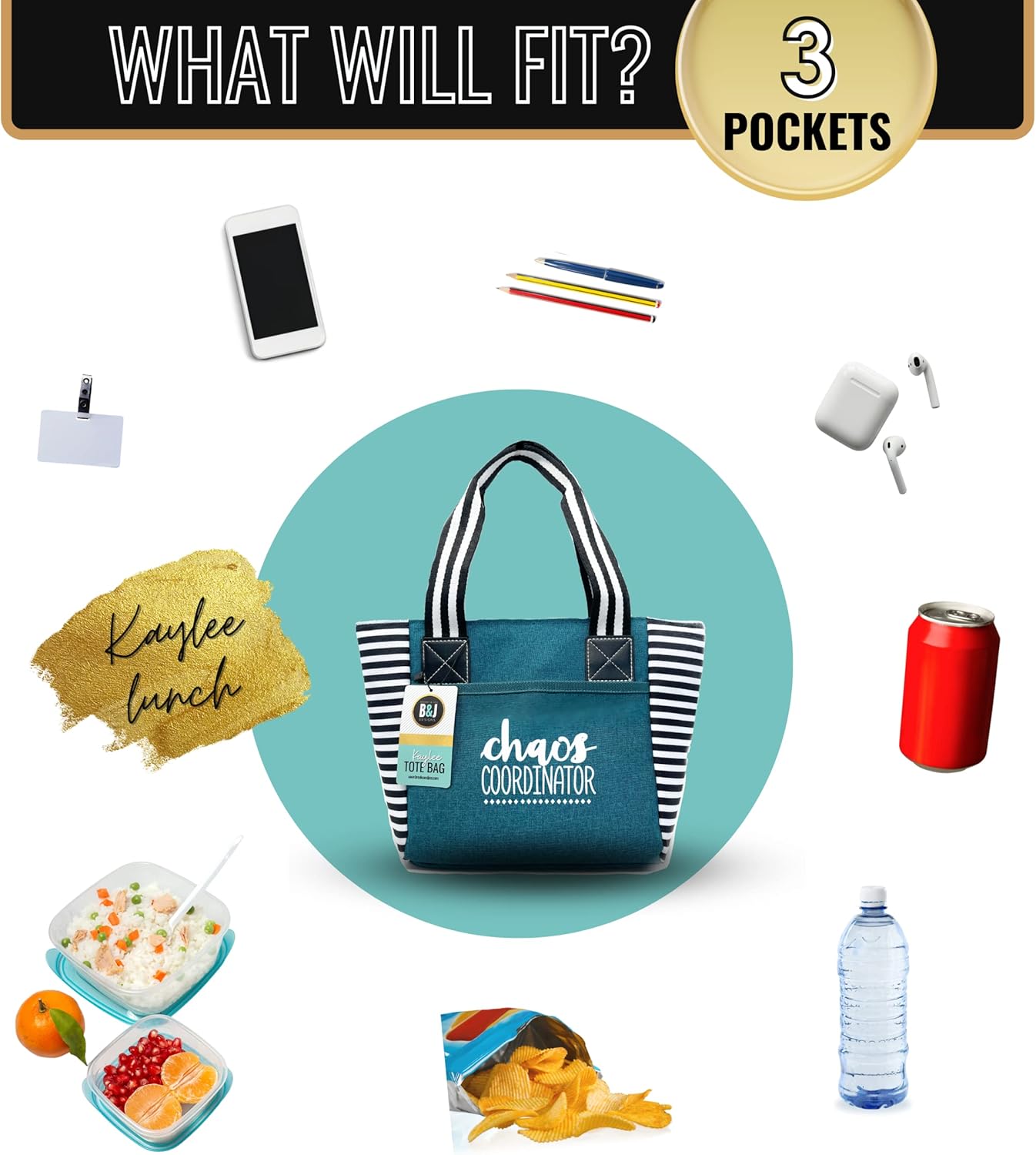 Brooke & Jess Designs Lindas bolsas de almuerzo para mujer  Bolsa de almuerzo aislada para el trabajo  Gran idea de regalo para enfermera,