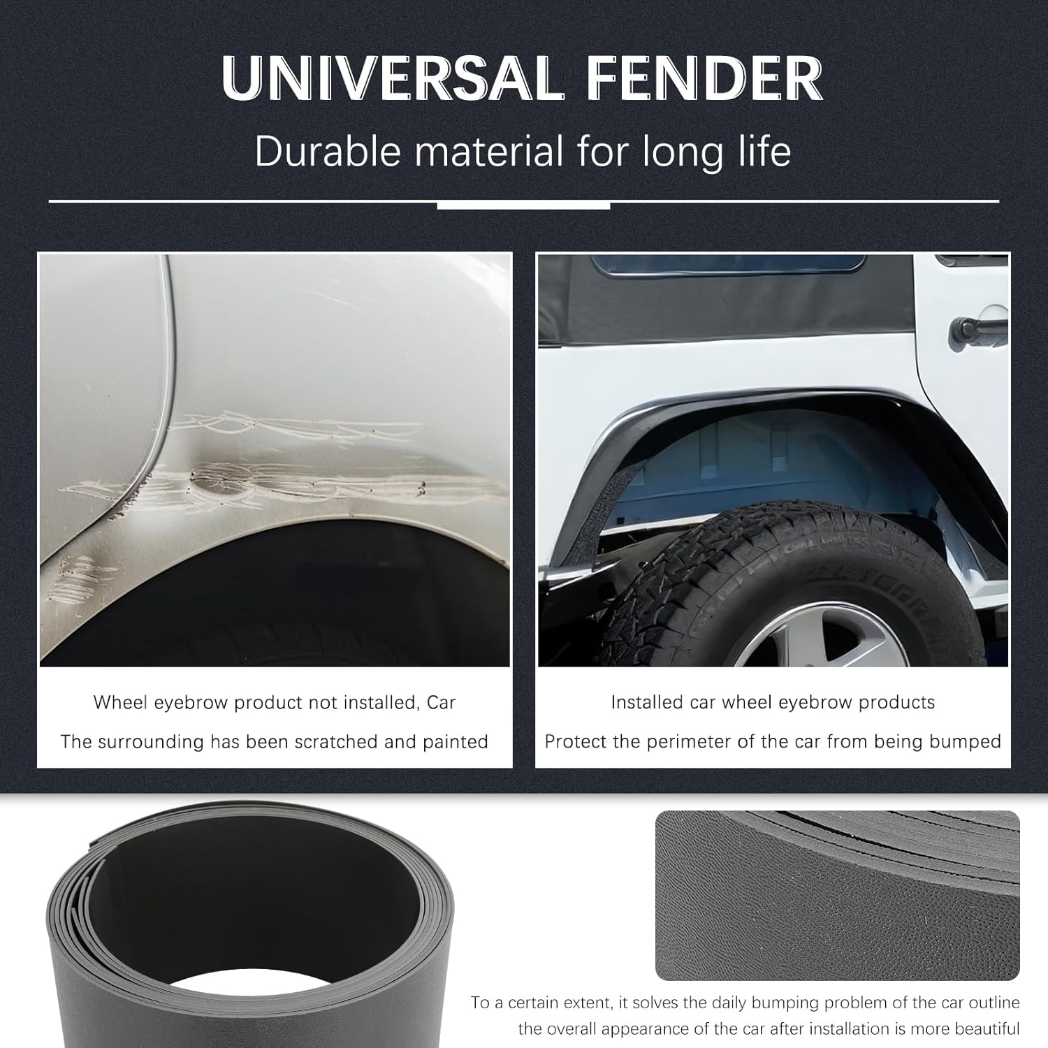 Rueda de coche ceja arco borde borde tira guardabarros protector universal ceja rueda protector de cejas Fender Flare Edge Trim 4pcs