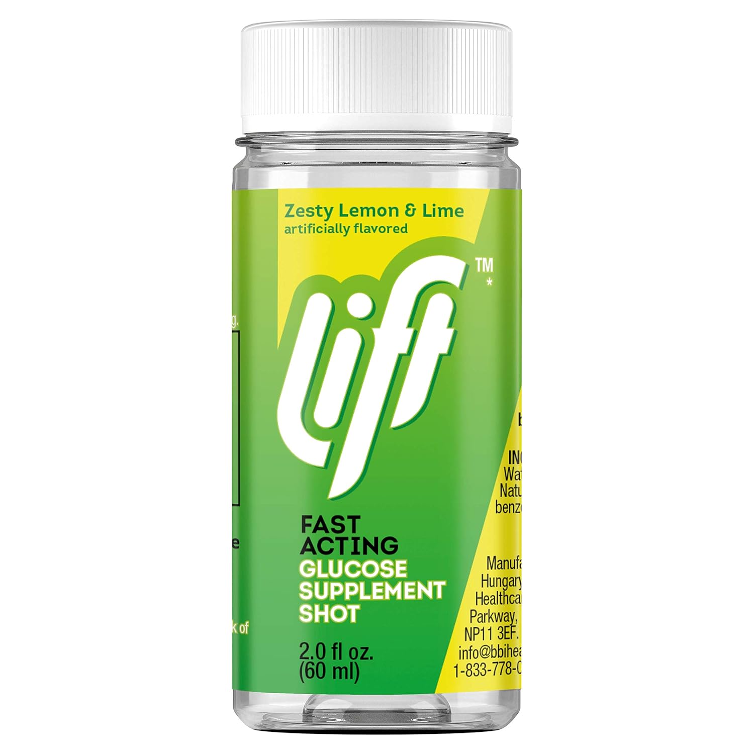 Lift Chupitos de jugo energético de glucosa de acción rápida  Lima limón  Botellas de 2.0 onzas líquidas (paquete de 12)
