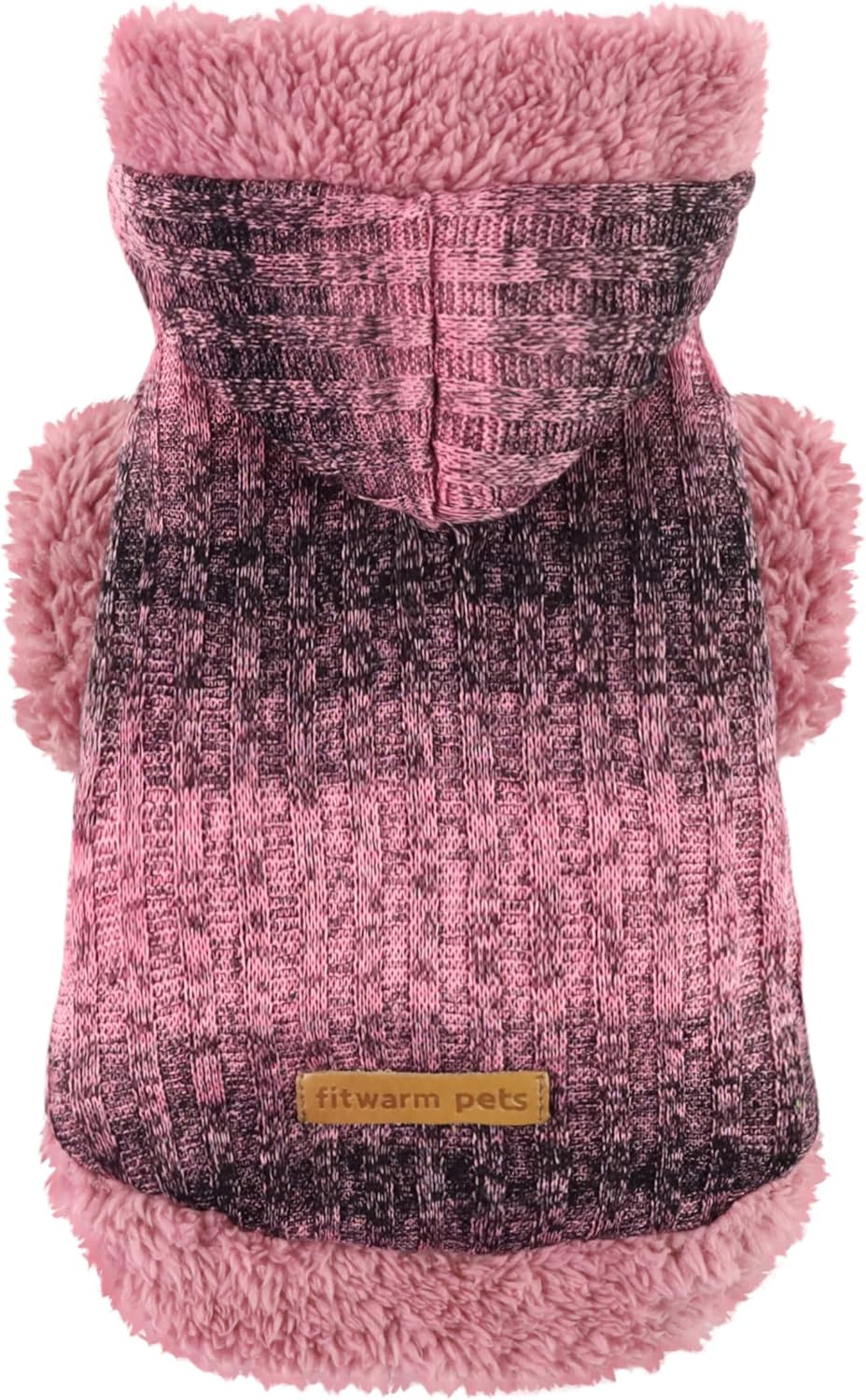 Suéter mullido para perro, ropa de invierno de punto para perros pequeños y niñas, atuendo con capucha para gatos y mascotas, rosa jaspeado, negro,