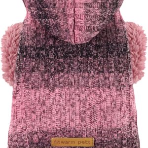 Fitwarm Suéter mullido para perro, ropa de invierno de punto para perros pequeños y niñas, atuendo con capucha para gatos y mascotas, rosa jaspeado, Fitwarm Suéter mullido para perro, ropa de invierno de punto para perros pequeños y niñas, atuendo con capucha para gatos y mascotas, rosa jaspeado,