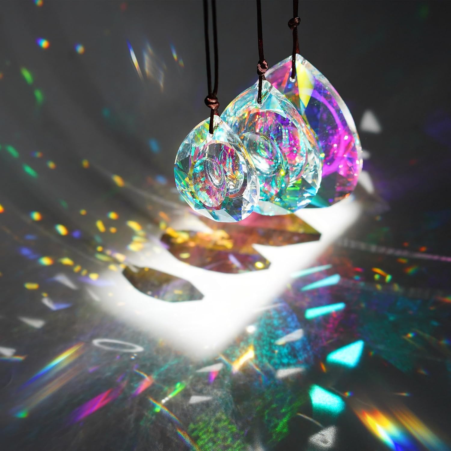 Prismas de cristal para colgar en la ventana, atrapa el sol, revestimiento AB para fabricante de arco iris, prismas de cristal, colgante para