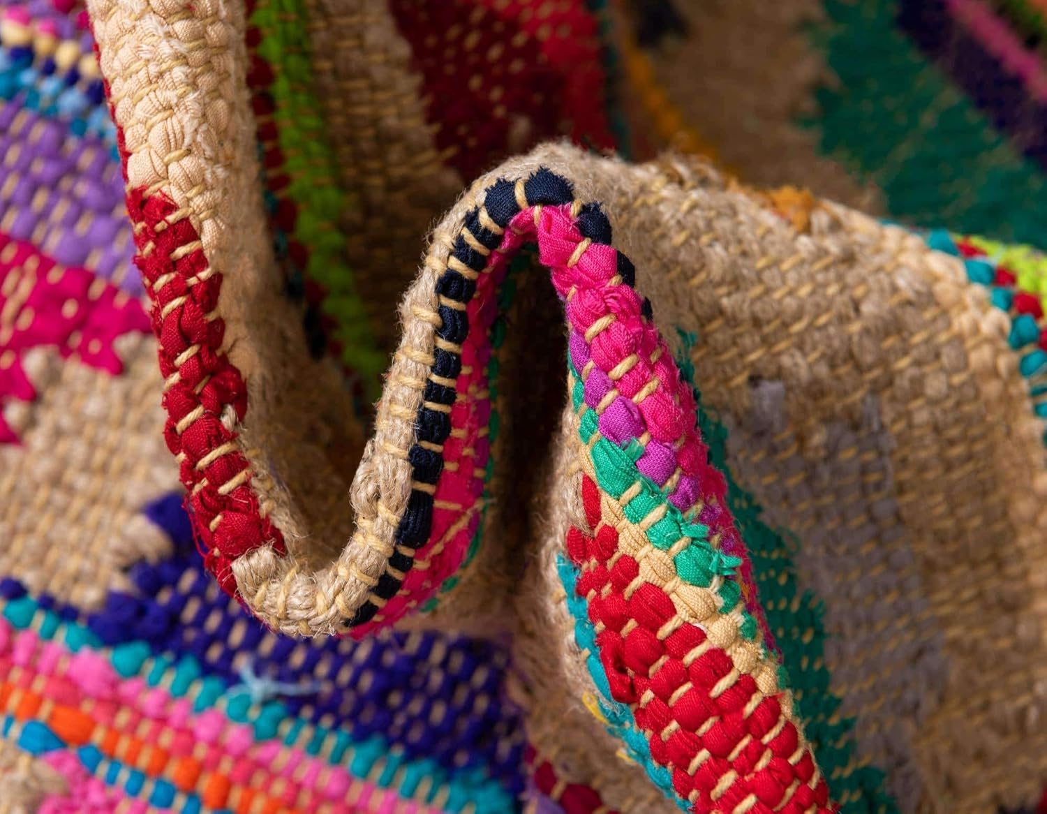 Unique Loom Chindi Trellis Collection Southwestern, geométrico, moderno, colores brillantes (5 pies x 8 pies, rectangular, multicolor y beige)
