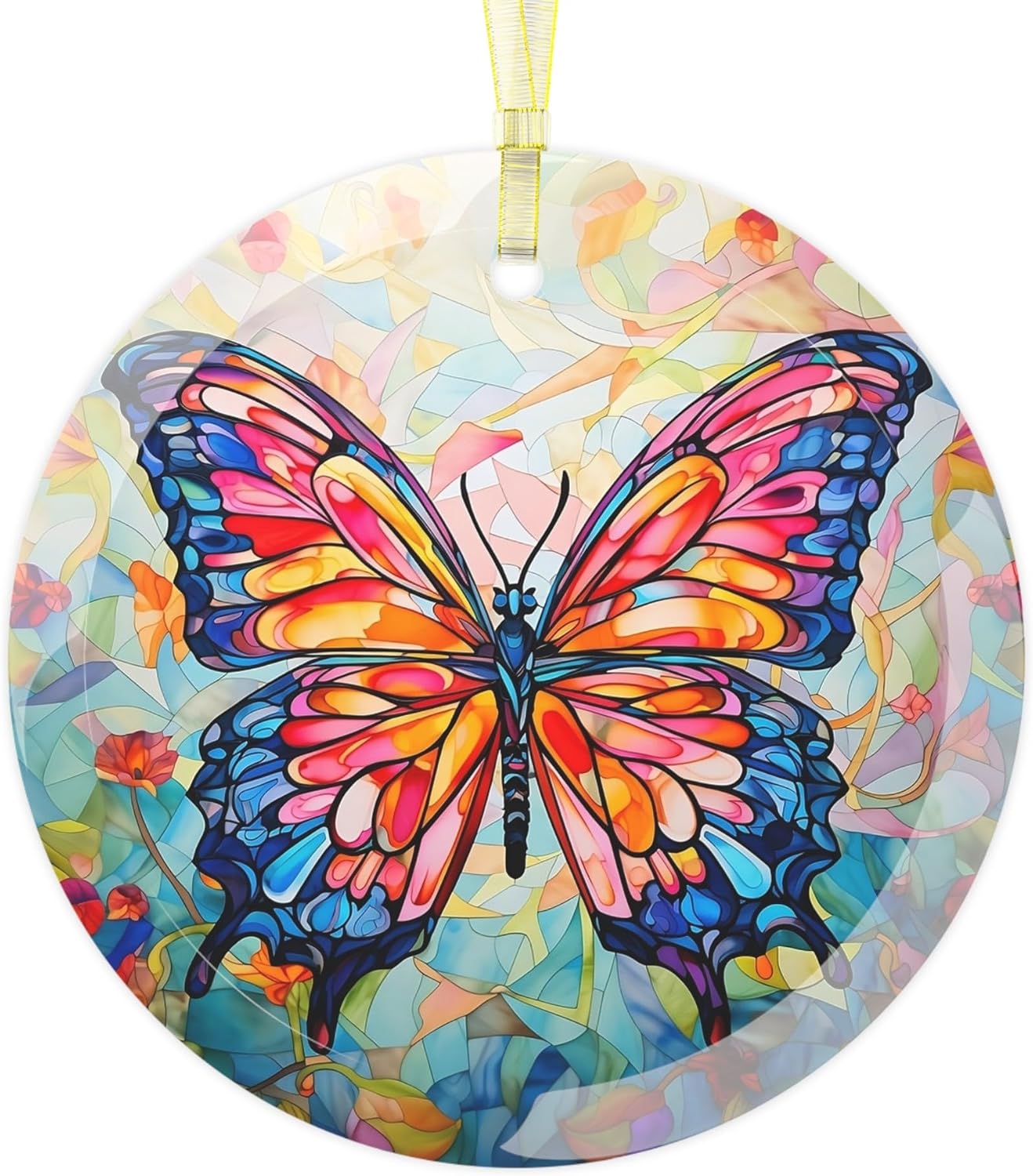Adorno de cristal decorativo de mariposa vibrante