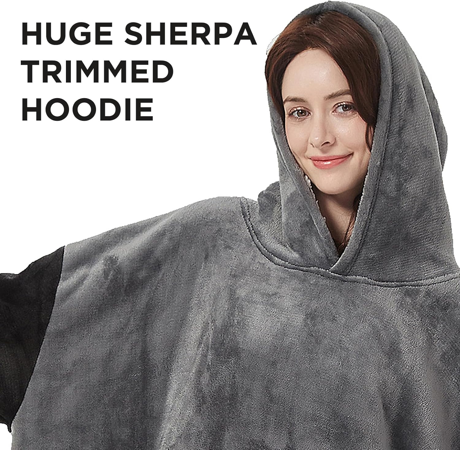 Beauty Shine Manta con capucha de sherpa de gran tamaño para regalar a hombres y mujeres, sudadera con bolsillo gigante cálido